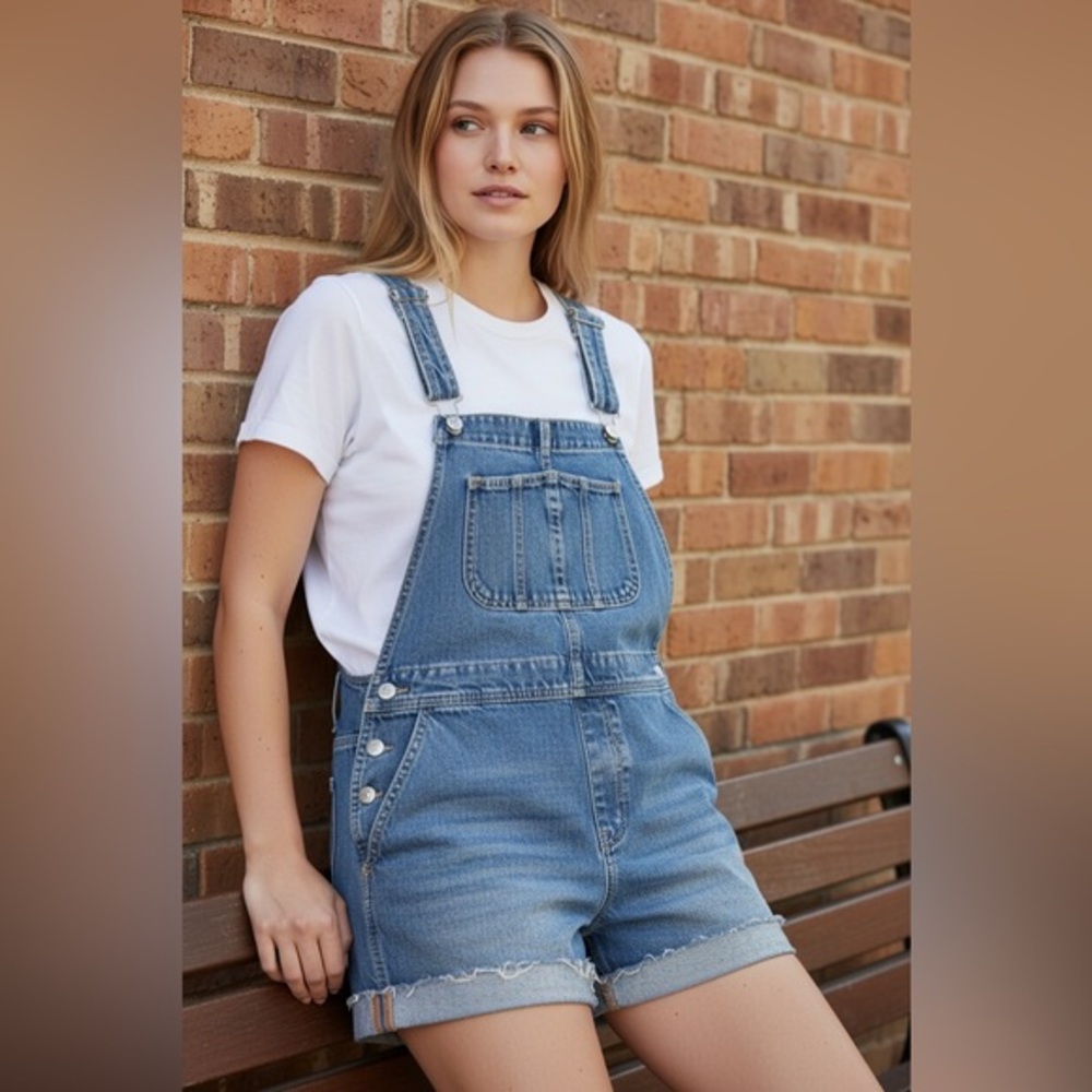 Old Navy Women's Blue Jean Overalls Size Medium Farmhouse Country Casual Shorts